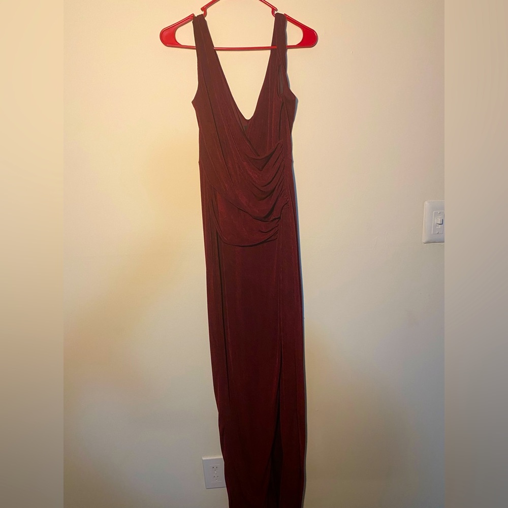 Windsor Long Velvet Maroon Dress with high split